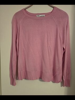 Zara Pink Lightweight Crewneck Pullover